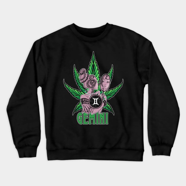 Gemini Weed Shirt, Zodiac Cannabis, Gemini Marijuana Shirt, Gemini Gift, Gemini Zodiac tee, Gemini tee, zodiac birthday gift Crewneck Sweatshirt by Moon Phase Design